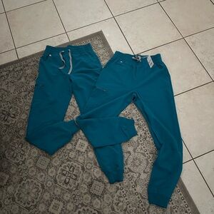 Figs Teal High-Waisted joggers pacific Caribbean blue